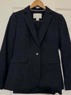 Banana Republic Navy Suit Jacket 8 Petite Wool Blend Stretch